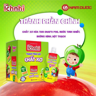 ÍCH NHI THẠCH TRÁI CÂY CHẤT XƠ - Hộp 12 túi x 100ml hương táo thơm ngon cho bé