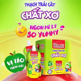 ÍCH NHI THẠCH TRÁI CÂY CHẤT XƠ - Hộp 12 túi x 100ml hương táo thơm ngon cho bé