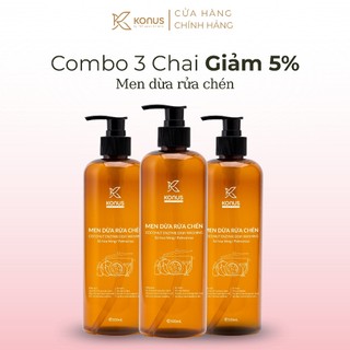 [COMBO 3 CHAI] Men Dừa Rửa Chén Bát Thiên Nhiên Konus Homecare Tinh Dầu Sả Chanh Làm Sạch Dầu Mỡ Khử Mùi 500ml