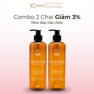 [COMBO 3 CHAI] Men Dừa Rửa Chén Bát Thiên Nhiên Konus Homecare Tinh Dầu Sả Chanh Làm Sạch Dầu Mỡ Khử Mùi 500ml