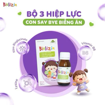 Siro Biolizin Siro bổ sung kẽm, lysine và vitamin B6 cho trẻ (Chai 50ml)