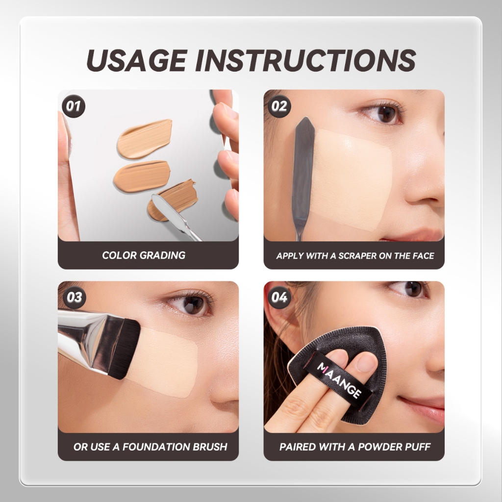 MAANGE Bộ cọ trang điểm nền + Khay đựng mỹ phẩm bằng thép không gỉ 2 trong 1 1614+51580 | BigBuy360 - bigbuy360.vn