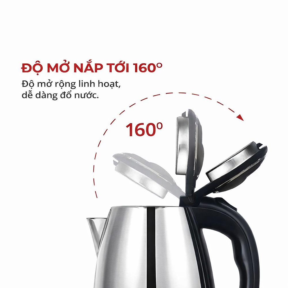 Ấm Đun Nước Siêu Tốc HAKEN 1.8L – 1500W Inox 304, Sôi Nhanh, Tự Ngắt, Đế Xoay 360 Độ