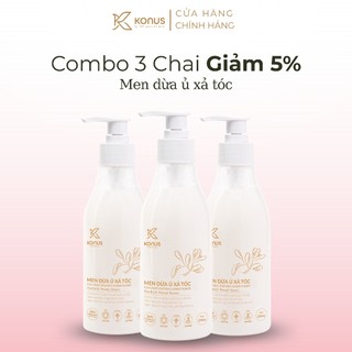[COMBO 3 CHAI] Men Dừa Ủ Xả Tóc Konus Mềm Mượt Tự Nhiên Ngăn Xơ Rối & Chẻ Ngọn 250ml