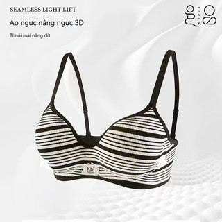 Áo ngực dày 5cm kiểu Anh sọc ngang, nâng ngực tập trung, không đường may, không gọng, thu gọn mỡ nách