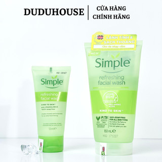 Sữa Rửa Mặt Simple Refreshing Facial Wash Dịu Nhẹ, Dành Cho Da Nhạy Cảm 150ml Duduhouse