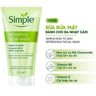 Sữa Rửa Mặt Simple Refreshing Facial Wash Dịu Nhẹ, Dành Cho Da Nhạy Cảm 150ml Duduhouse