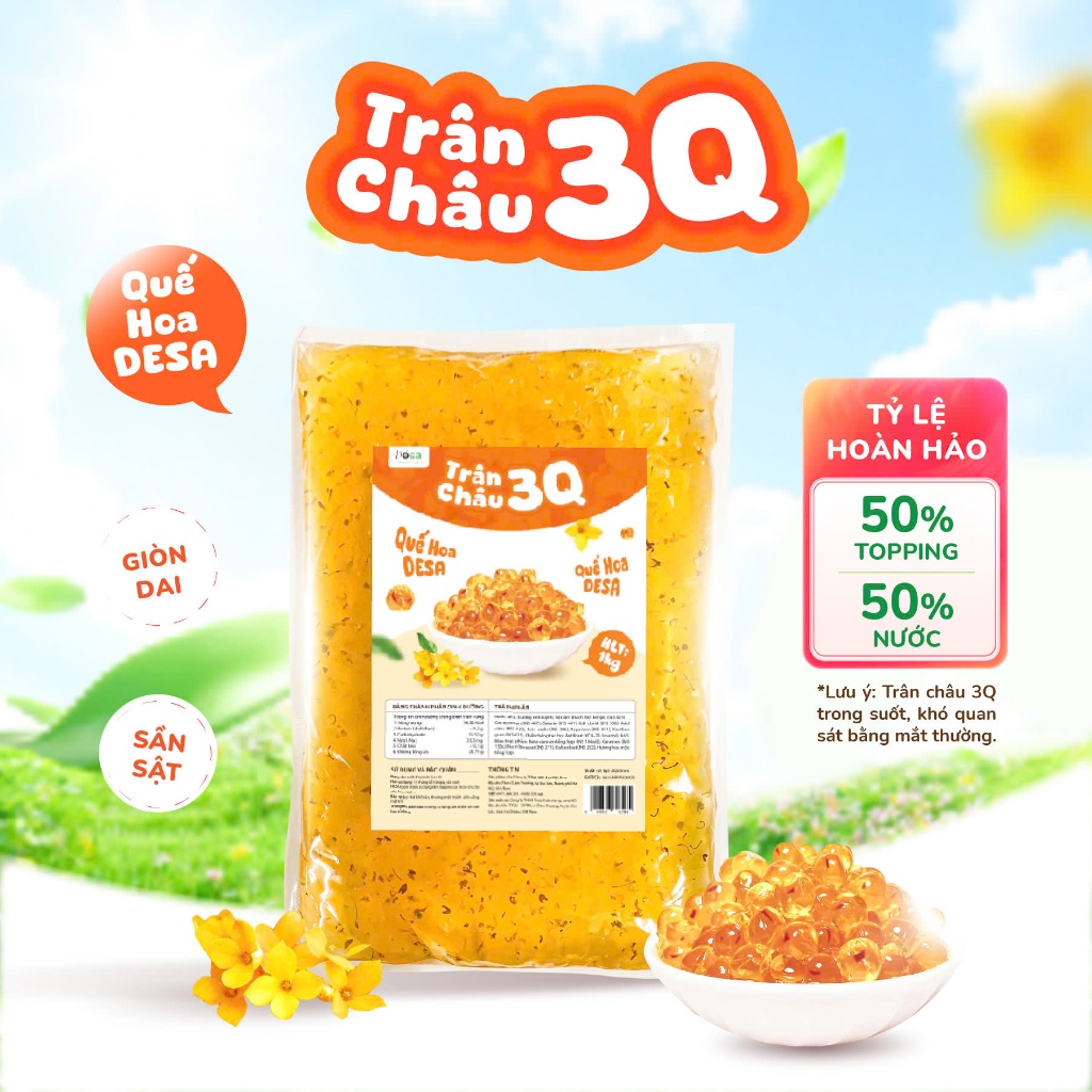 Trân Châu 3Q Desa Túi 1KG Đủ Vị, Topping Dai Giòn Ngon Tuyệt Cho Mọi Món Nước