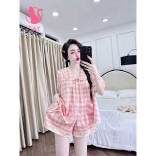 Đồ ngủ pijama cổ sen cột nơ tiểu thư (DB115)