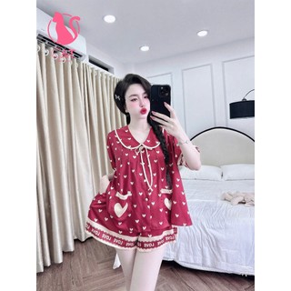 Đồ ngủ pijama cổ sen cột nơ tiểu thư (DB115)