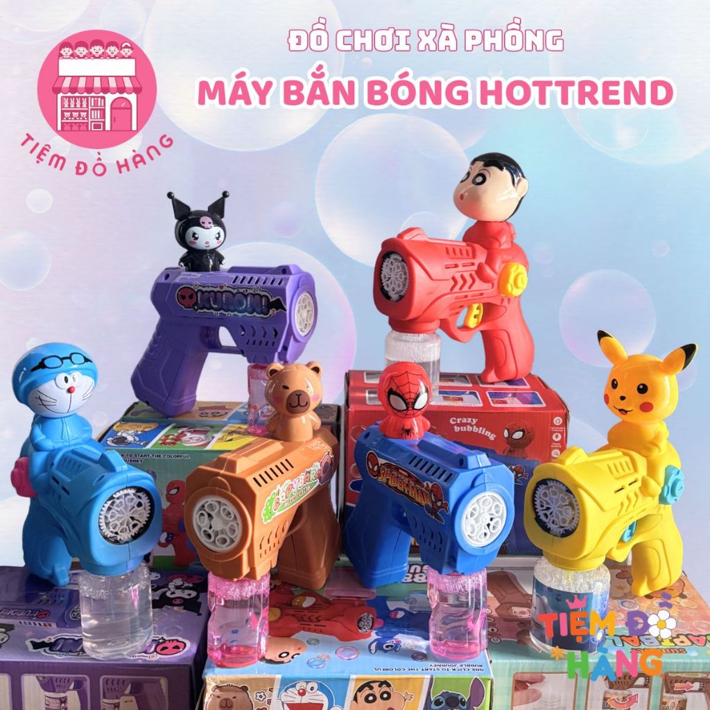 [Tặng 4 Cục Pin] Đồ Chơi Máy Bắn Bong Bóng Xà Phòng Hottrend Nhân Vật Hoạt Hình Dành Cho Bé