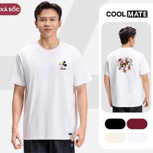 Áo thun cotton 100% 220gsm IN Mickey Cung Chúc Tân Xuân Áo đôi Coolmate