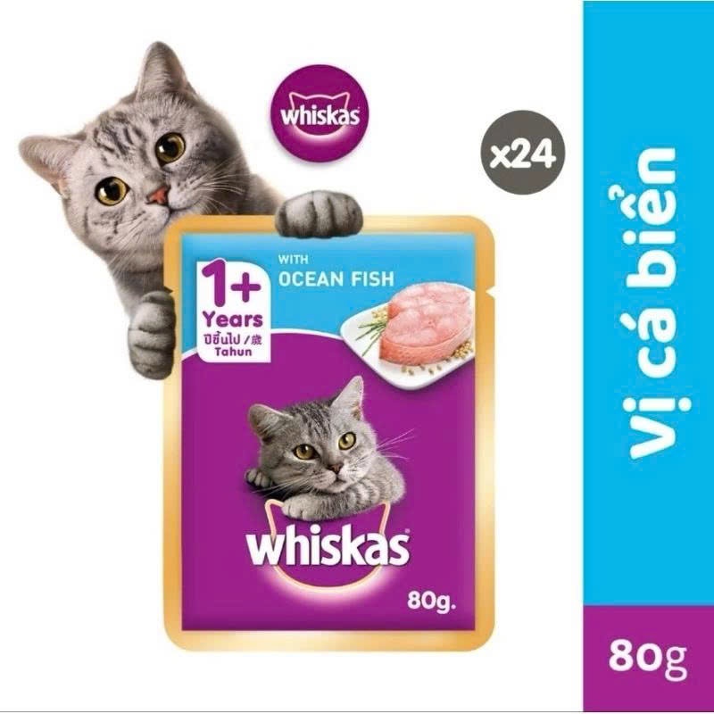 Pate Whiskas Cho Mèo Đa Vị 80g - Đa Dạng Hương Vị, Giàu Protein Và Vitamin, Phù Hợp Mèo Lớn Và Mèo Con