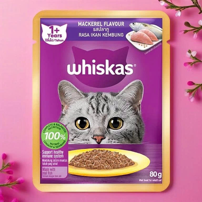 Pate Whiskas Cho Mèo Đa Vị 80g - Đa Dạng Hương Vị, Giàu Protein Và Vitamin, Phù Hợp Mèo Lớn Và Mèo Con