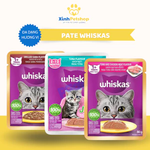 Pate Whiskas Cho Mèo Mix Vị 80g, Giàu Protein Và Vitamin, Phù Hợp Mèo Lớn Và Mèo Con