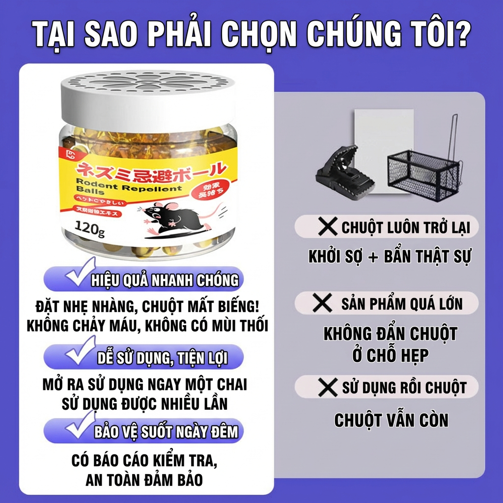 【Mua 1 tặng 1】🐭 Gel & viên đuổi chuột 24h – Chiết xuất thực vật, an toàn cho người & thú cưng, loại bỏ chuột nhanh chóng