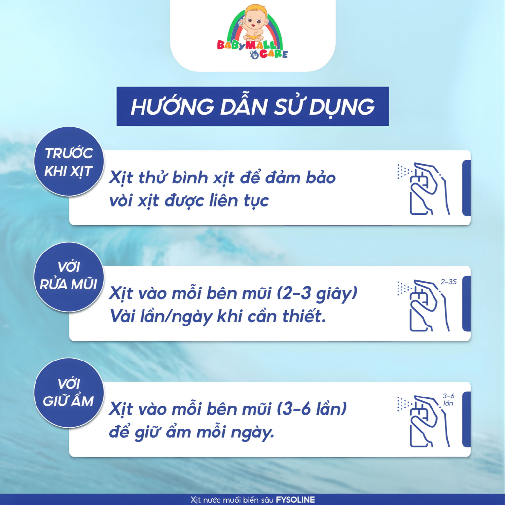 Dung Dịch Xịt Mũi Fysoline Isotonic Spray 100ml Làm Sạch Giữ Ẩm Mũi Cho Bé & Người Lớn|Babymall&Care