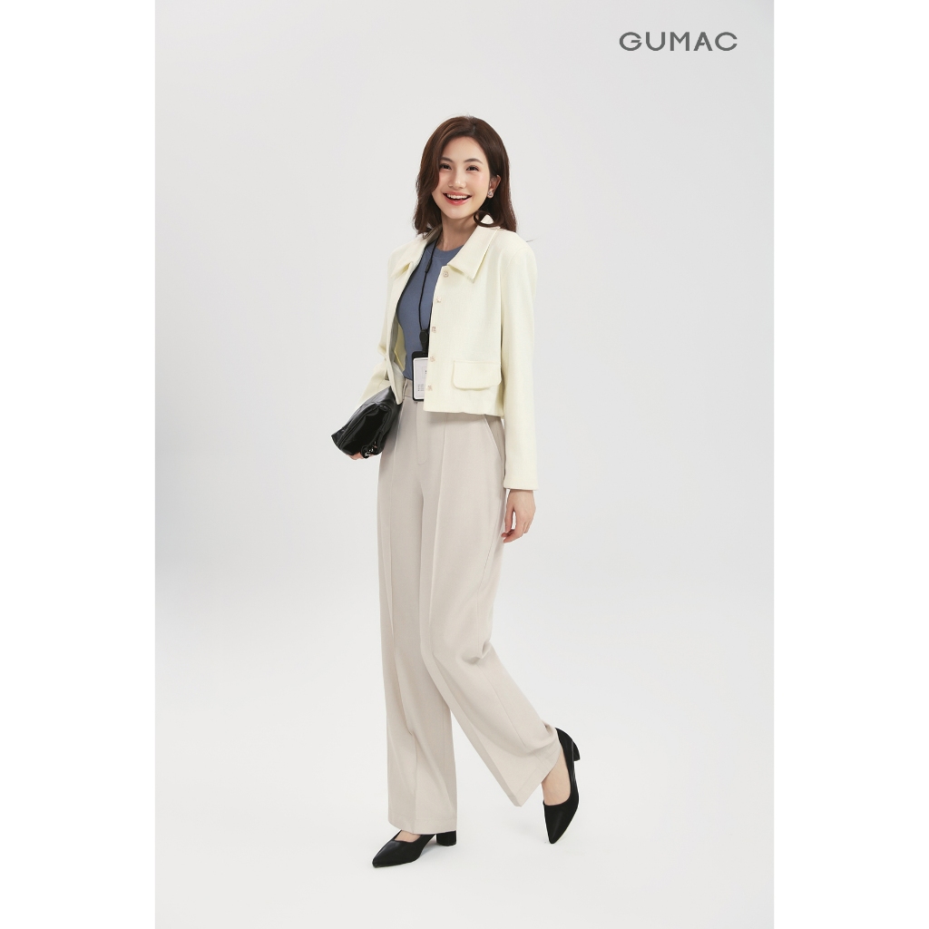 Áo Khoác Nữ GUMAC Dáng Lửng Form Suông 2 Lớp Thanh Lịch Hiện Đại LOWF0903