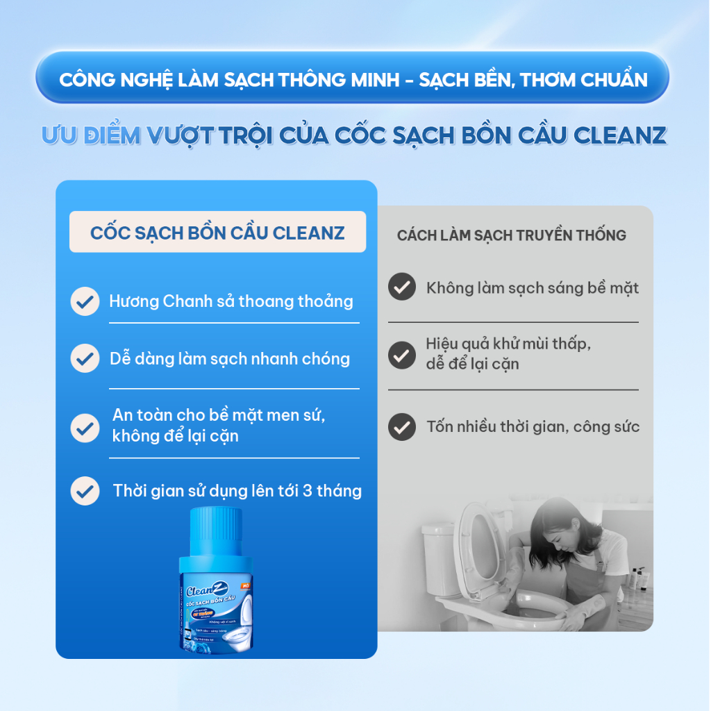 Cốc Sạch Bồn Cầu CleanZ Tẩy Sạch Mảng Bám Kháng Khuẩn Khử Mùi Hôi Dành Cho Nhà Vệ Sinh Thơm Mát 180g