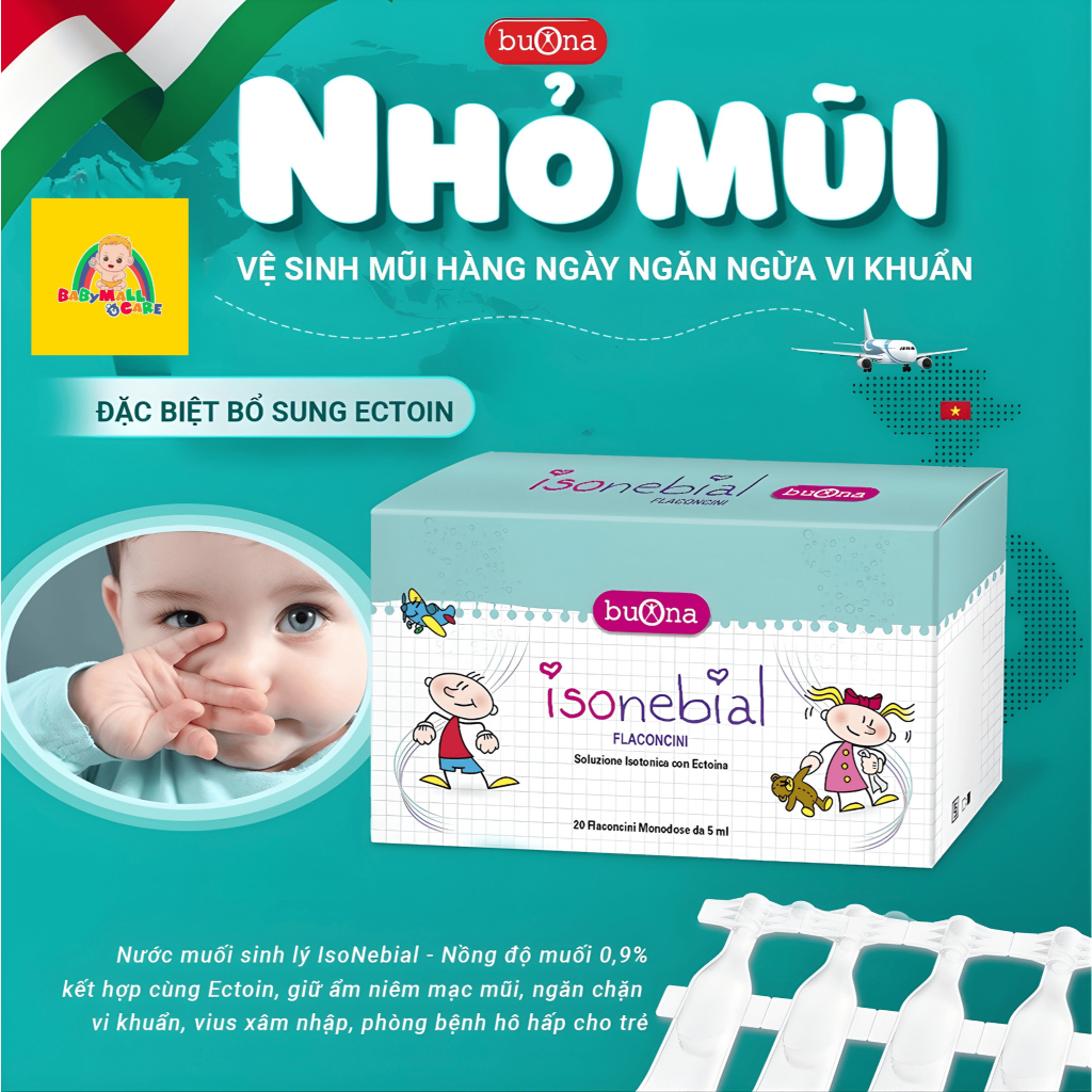 Dung Dịch Nhỏ Mũi IsoNebial Flaconcini 5ml Hộp 20 Ống Giữ Ẩm Làm Sạch Mũi | Babymall & Care