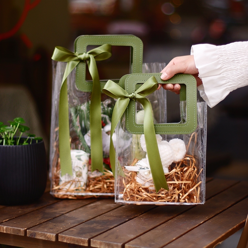 Túi Nhựa Trong Suốt Đựng Quà Mỹ Phẩm Quai Da PU Sang Trọng Mun Store TUIPUTRONG23