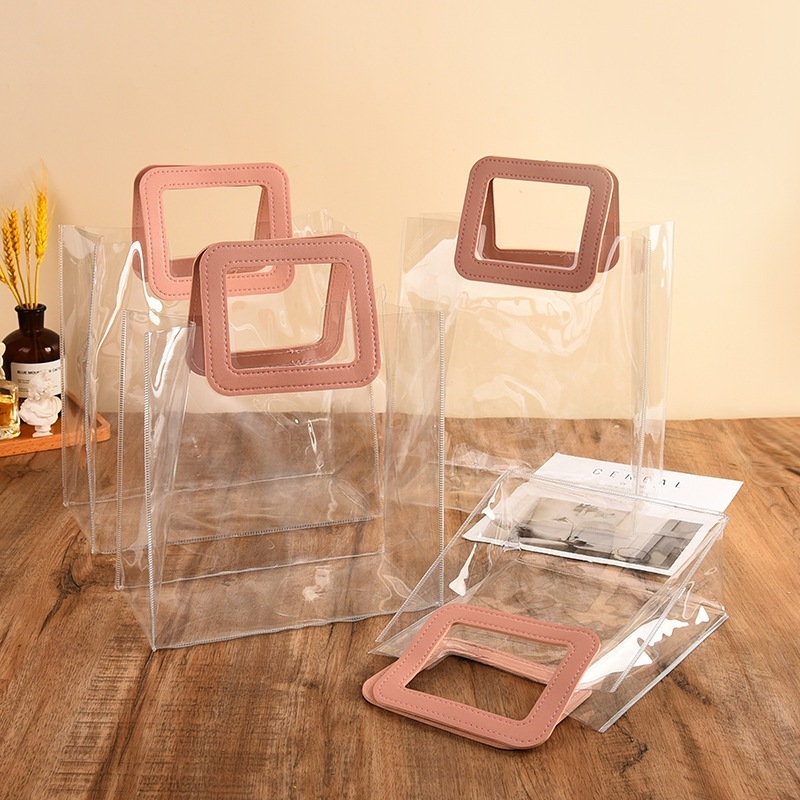 Túi Nhựa Trong Suốt Đựng Quà Mỹ Phẩm Quai Da PU Sang Trọng Mun Store TUIPUTRONG23