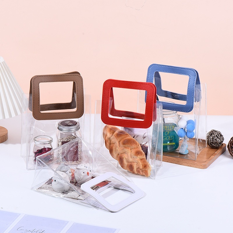 Túi Nhựa Trong Suốt Đựng Quà Mỹ Phẩm Quai Da PU Sang Trọng Mun Store TUIPUTRONG23