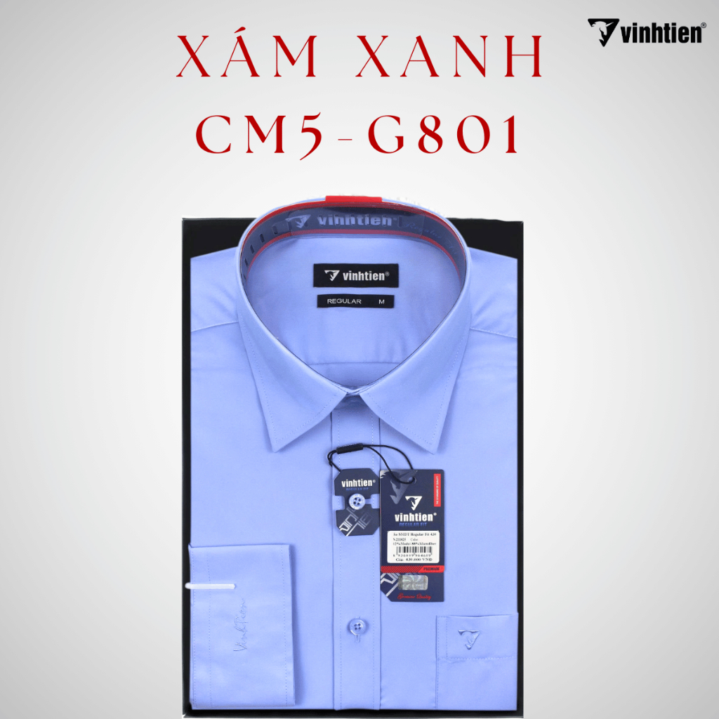 Áo Sơ Mi Nam Dài Tay Trơn Màu Vạt Bầu Form Regular Vĩnh Tiến 430 - Giỏ 2