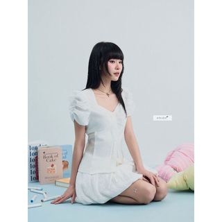 𝐒𝐚𝐧𝐝𝐲 𝐒𝐤𝐢𝐫𝐭 - Chân váy bí trắng nhien.official NCV00029