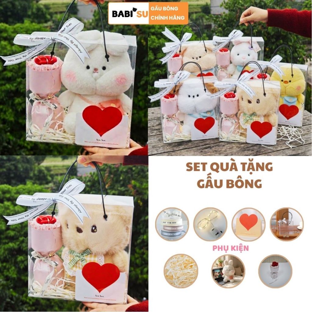 Hộp Quà Tặng Gấu Bông Dễ Thương, Set Quà Tặng Gấu Bông Kèm Nhiều Phụ Kiện Sang Trọng Quà Tặng Sinh Nhật Cho Bé,Bạn Gái