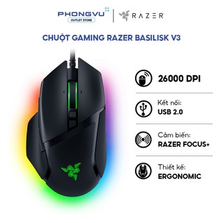 Chuột Gaming có dây Razer Basilisk V3 - 26000 DPI - 11 Nút Lập Trình - LED RGB - Bảo hành 24 tháng