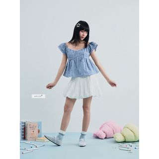 𝐒𝐢𝐦𝐨𝐧 𝐓𝐨𝐩 - Áo kiểu nữ babydoll, áo caro cánh tiên nhien.official NAS00047