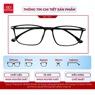 Kính Cận Dáng Chữ Nhật Eye Plus 7307 – Gọng Nhựa Ultem Nguyên Chất, Unisex Hiện Đại, Dễ Đeo Mỗi Ngày