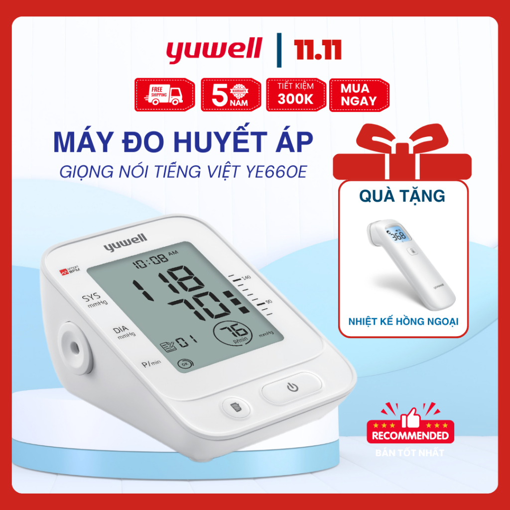 Yuwell Blood Pressure Monitor Infrared Thermometer YE660E YT-1C