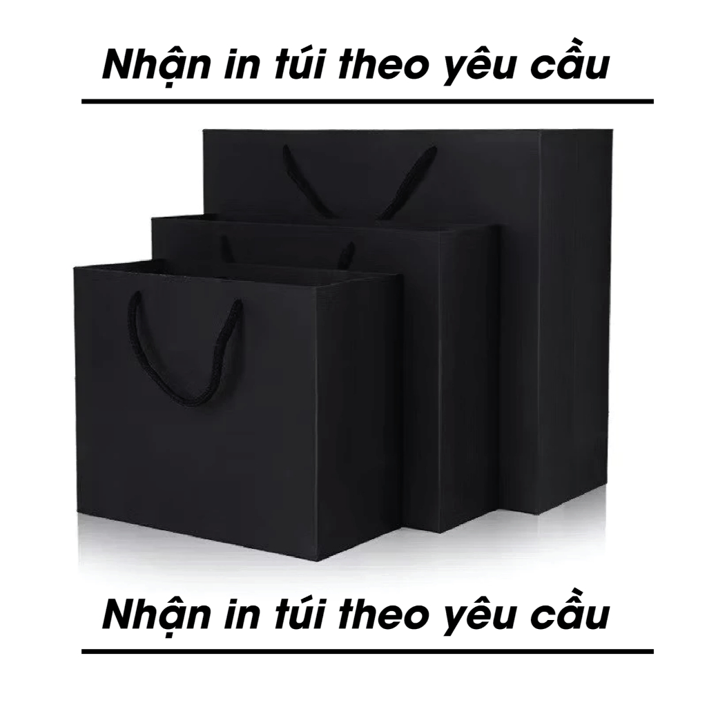 Túi giấy ivory cao cấp túi quà tặng màu đen trắng, nhận in túi logo túi theo yêu cầu, in tối thiểu 10 túi
