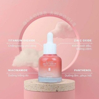 Serum Chống Nắng Glacier Air Fit Tone Up Sun Ampoule 30ml - Bảo Vệ Da Nhạy Cảm, Làm Sáng Da, Chống Tia UV Hiệu Quả