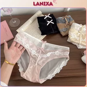 Quần lót nữ lụa phối lưới sang trọng gợi cảm đính nơ cạp vừa tôn dáng sexy đáy 2 lớp LAIXA L8127 -CB