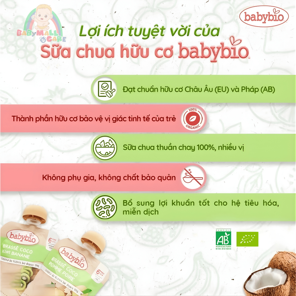 Sữa Chua Váng Sữa Hữu Cơ Babybio 85g Cho Bé Từ 6 Tháng Bổ Sung Dinh Dưỡng |  Babymall & Care