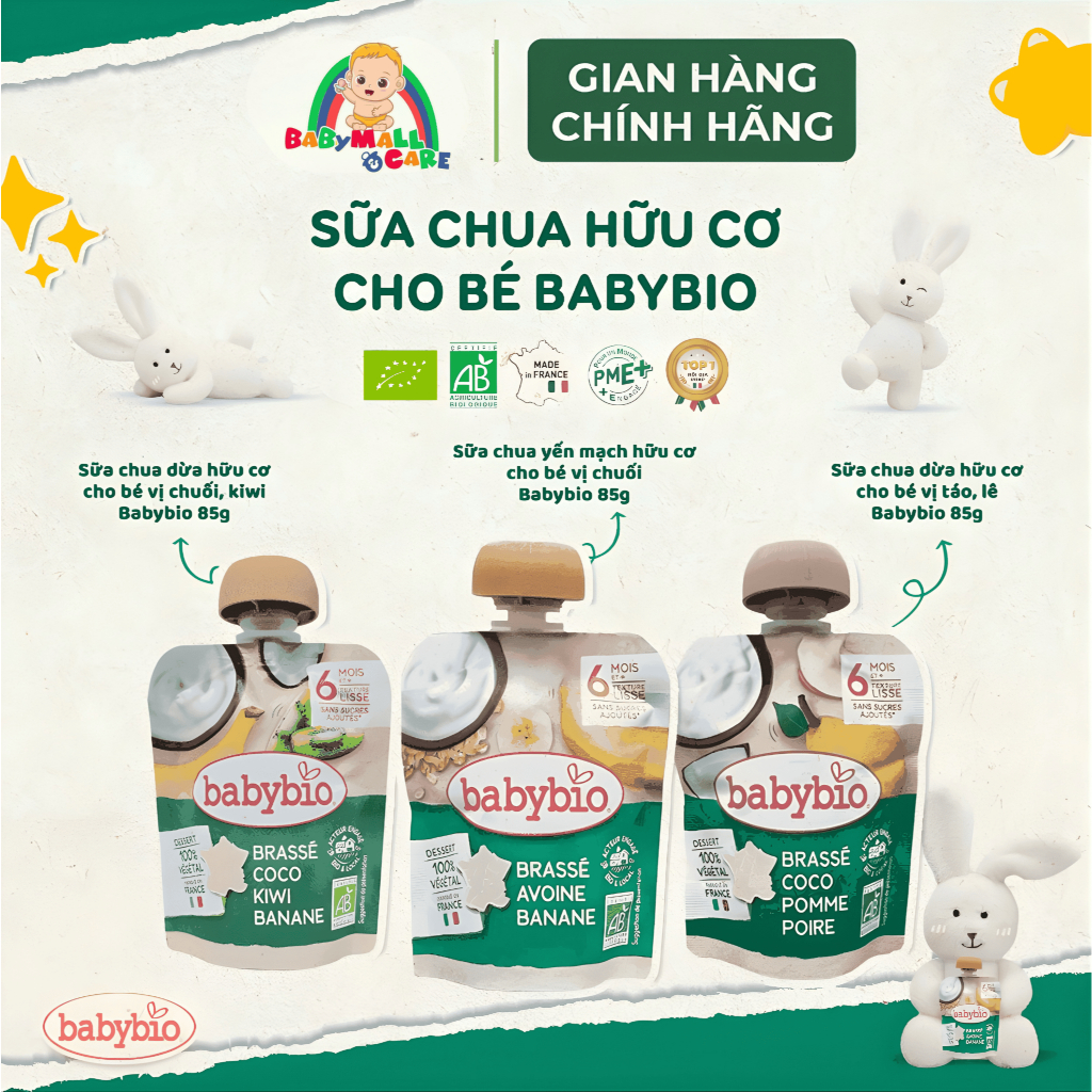Sữa Chua Váng Sữa Hữu Cơ Babybio 85g Cho Bé Từ 6 Tháng Bổ Sung Dinh Dưỡng |  Babymall & Care