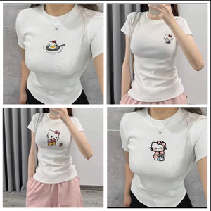 Áo Thun Ngắn Tay From Babytee In logo Mèo Kitty Các Mẫu Basic Đáng Yêu Chất Cotton Khô Siêu Đẹp