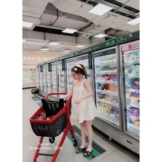 Váy 2 dây dáng babydoll xoè dài 78cm siêu hách tuổi tặng kèm dây buộc tóc cưng xỉu up xỉu down đỉnh - Baotrang.clothes
