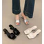 Dép nữ thời trang mũi vuông đế cách điệu (cao 7cm)