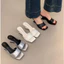 Dép nữ thời trang mũi vuông đế cách điệu (cao 7cm)