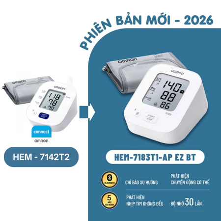 Máy đo huyết áp bắp tay OMRON HEM-7183T1 - Đo tự động, kết nối Bluetooth, thương hiệu Nhật Bản