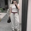 Sét Đồ Nữ Áo Thun Babytee Đỏ Form Ôm Phối Quần Suông Xám Cạp Chun Đen,Đỏ Cá Tính Full Size