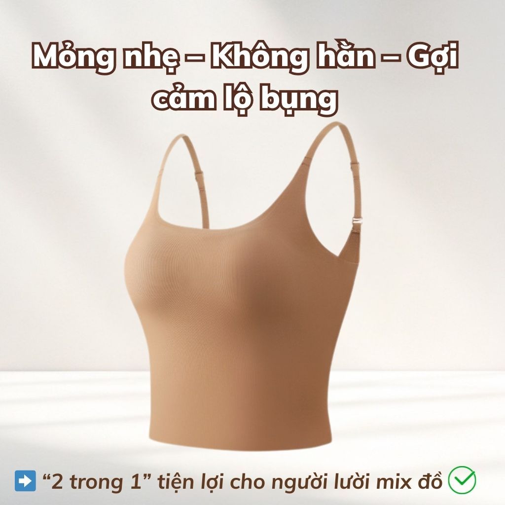 Áo bra nữ su đúc cao cấp đệm mút sẵn bán cố định không xê dịch dáng lửng lộ bụng gợi cảm LANXA B6683