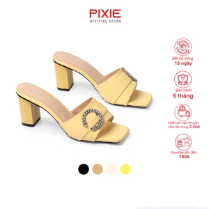 Guốc Cao Gót 7cm Phối Khoá Chữ C Pixie H379