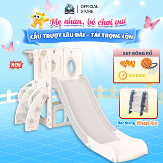 Cầu Trượt Cho Bé Pakey Lâu Đài TẶNG KÈM BÓNG RỔ, Cầu Trượt Cao Dày Dặn Chịu Tải Trọng 100kg Bảo Hành 2 Năm