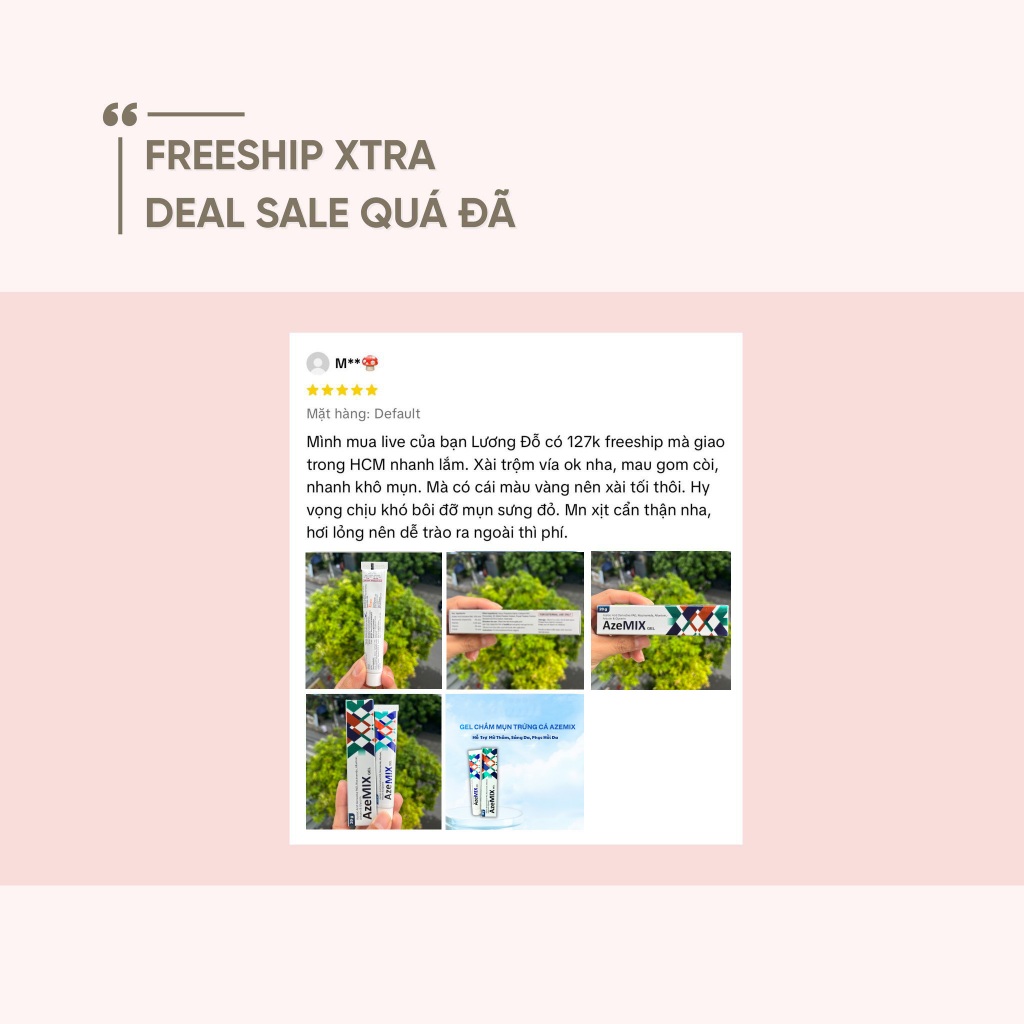 Gel Chấm Mụn Giảm Mụn Thâm Azemix 20% Azelaic Acid 20g giảm mụn mờ nám chống lão hóa ức chế sắc tố