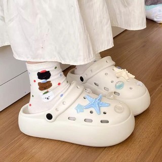 Dép sục nữ đế cao 4cm basic kèm charm Sao biển xanh kiểu sandal quai hậu dễ thương CS-254 Mita